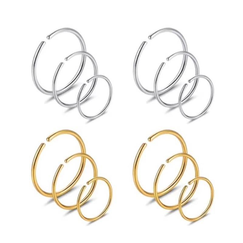 Body Jewelry Nose Studs - 6PCS 20G Stainless Steel Huggie Hoop