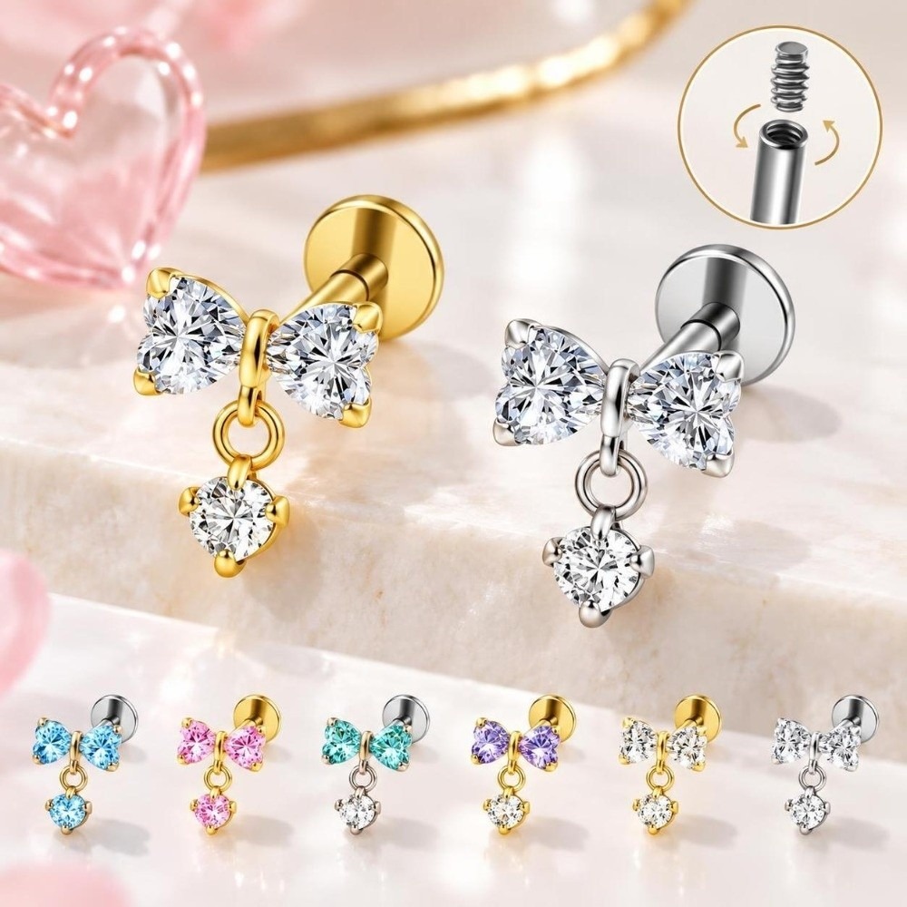 Body Jewelry Charms - G23 Titanium Cartilage Stud Earring Internally