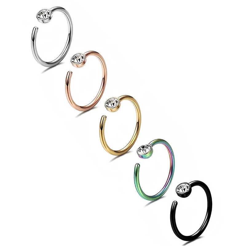 Body Jewelry Nose Studs - 5pcs 18G Nose Rings C-Shaped Nose