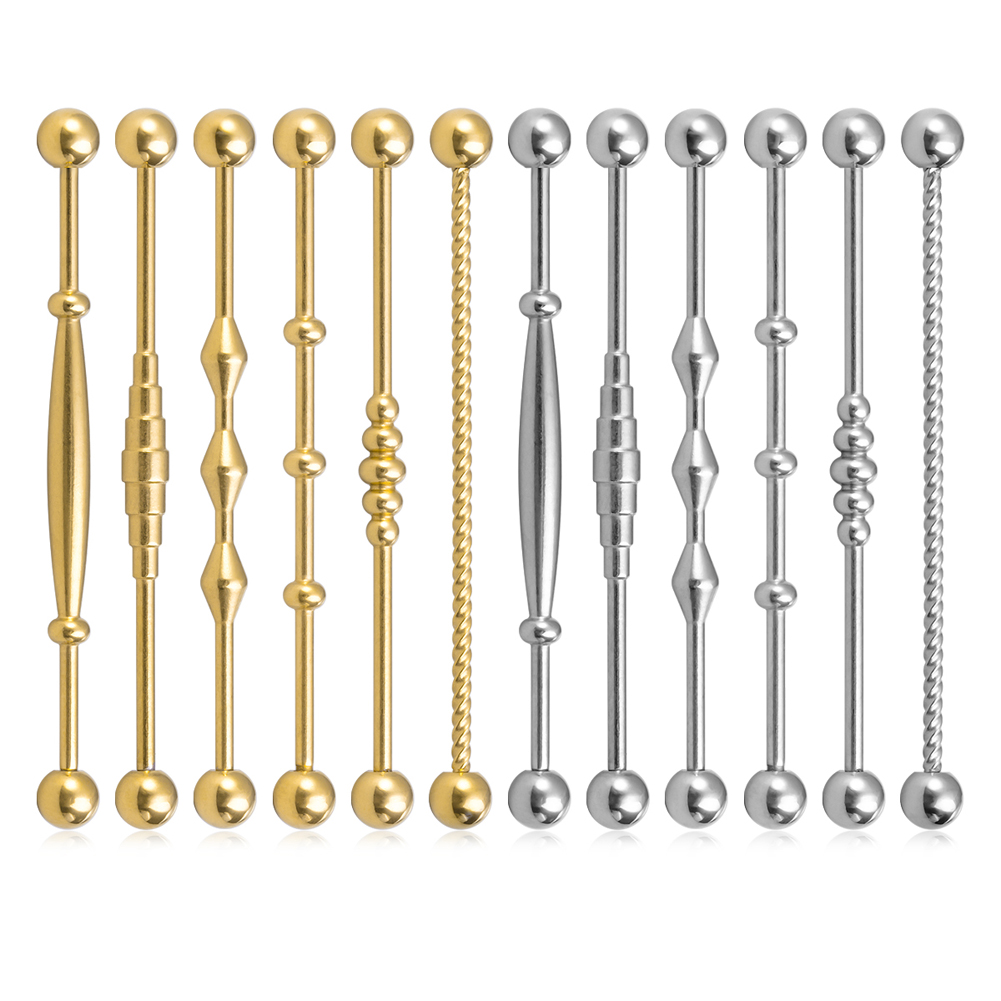 Industrial Barbell Long - 16G 38mm Stainless Steel Industrial Earrings