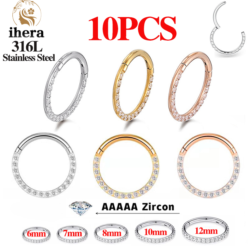 Body Jewelry Art - 1/10PCS Stainless Steel Nose Rings Septum