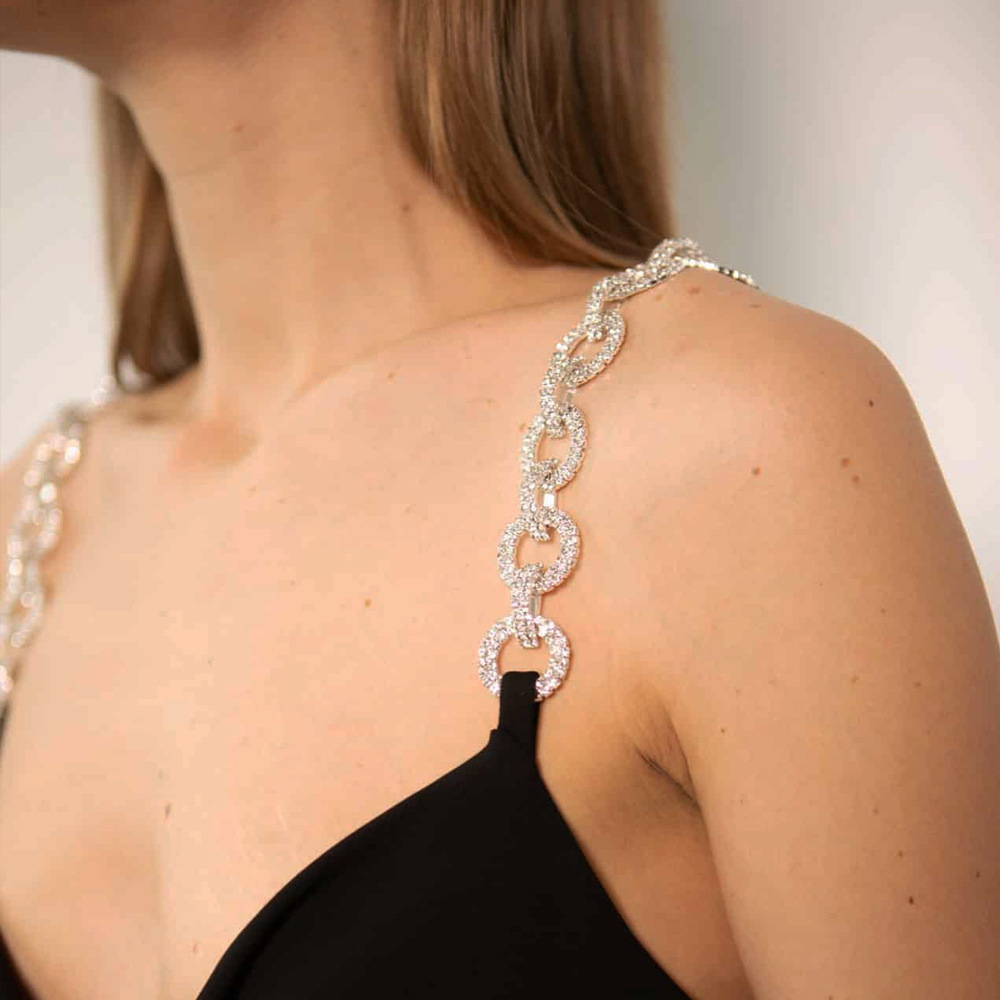 Body Jewelry Diamond - Rhinestone Bra Straps for Women Sparkly