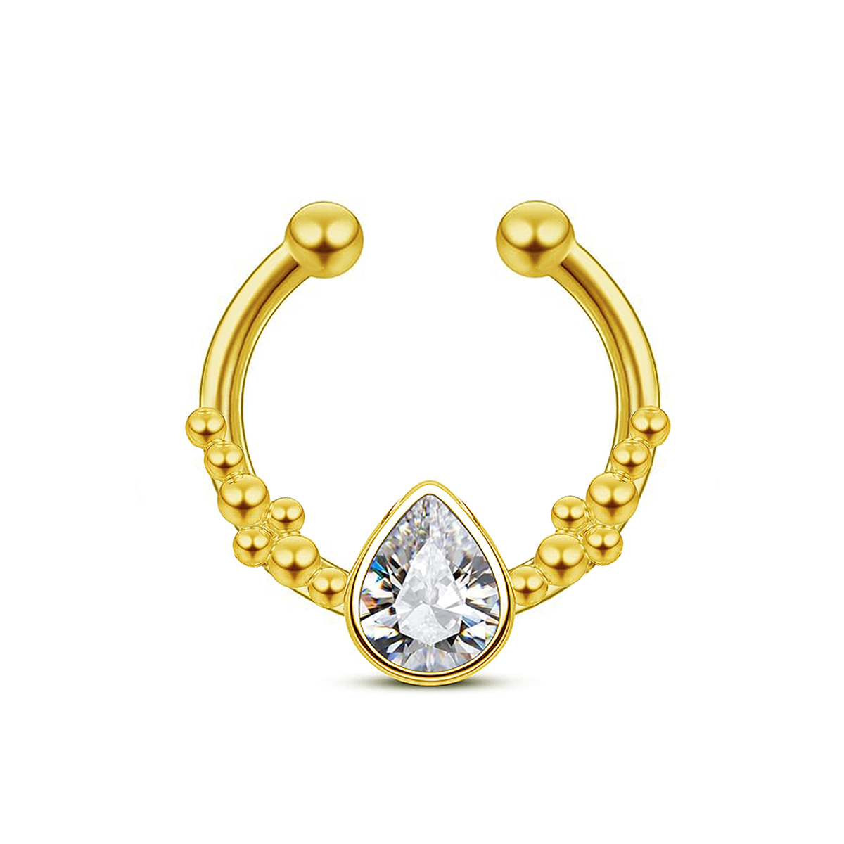 Body Jewelry Art - Stainless Steel Horseshoe Water Drop False