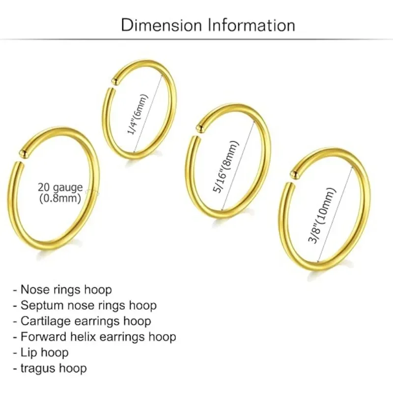 6PCS 20G Stainless Steel Huggi - Body Jewelry Nose Studs review and price