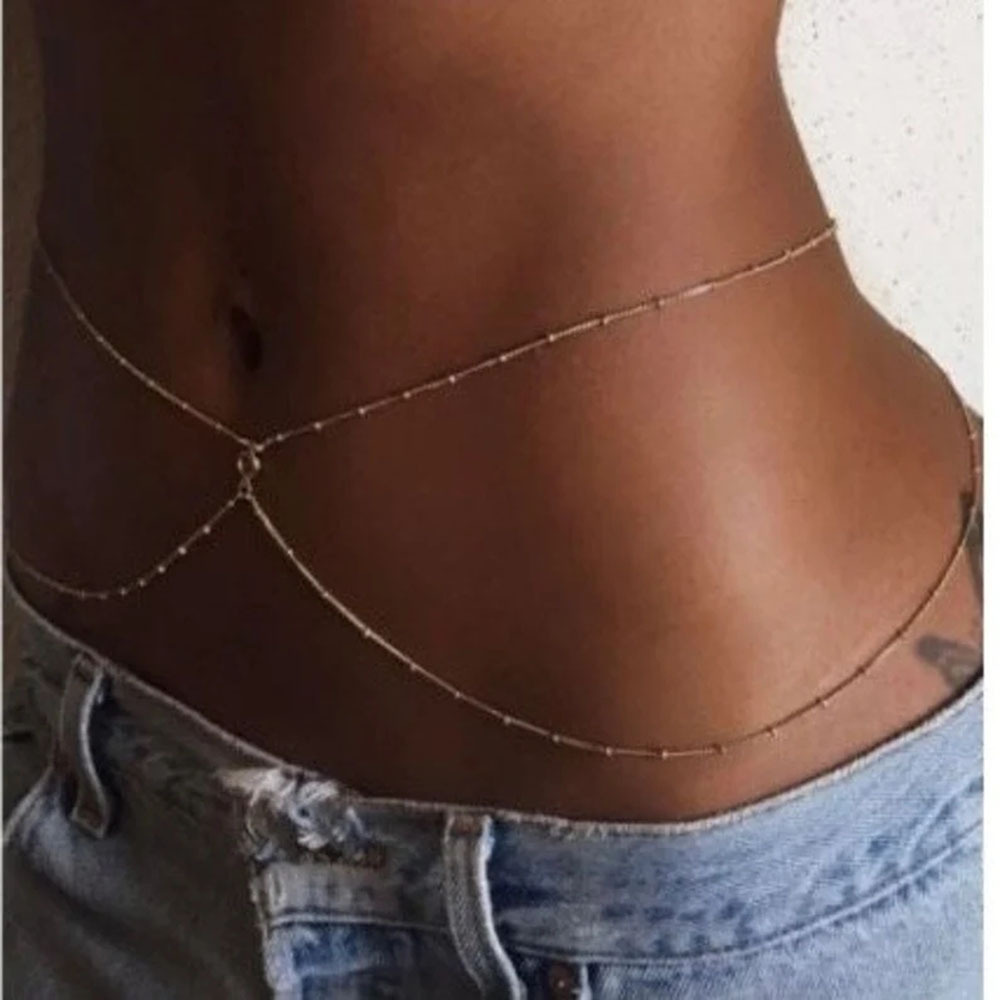 Belly Chain - Dainty CZ Body J - Body Jewelry Gold Plated review and price
