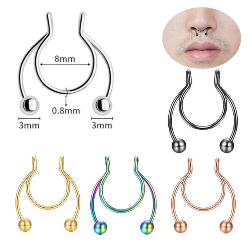 U Shaped Fake Nose Ring Hip Ho - Body Jewelry Art review and price