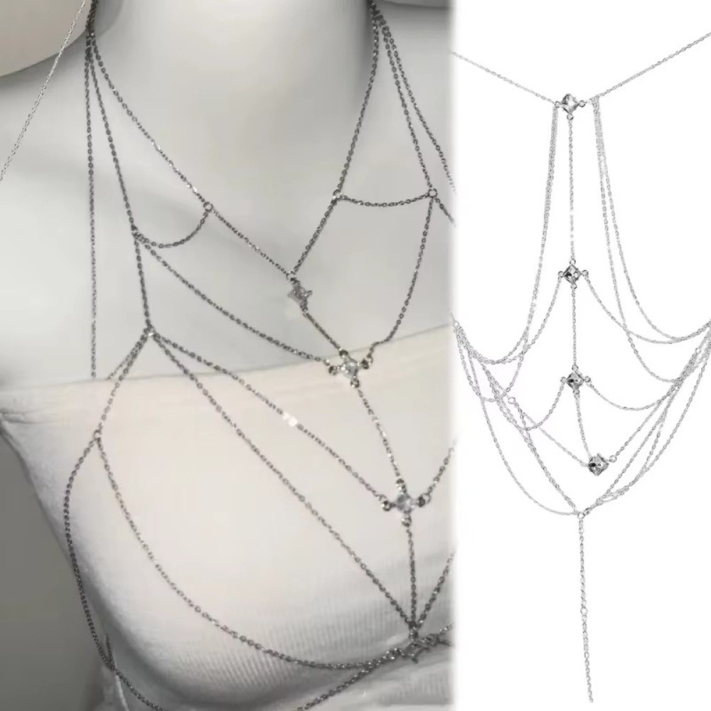 Glitter Rhinestone Bust Chain  - Body Jewelry Art review and price