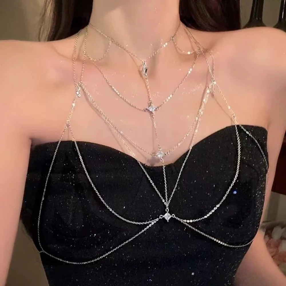 Glitter Rhinestone Bust Chain  - Body Jewelry Art review and price