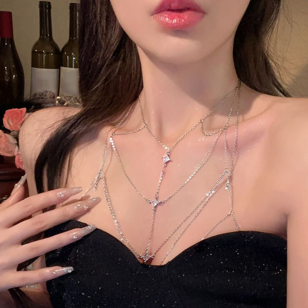 Glitter Rhinestone Bust Chain  - Body Jewelry Art review and price