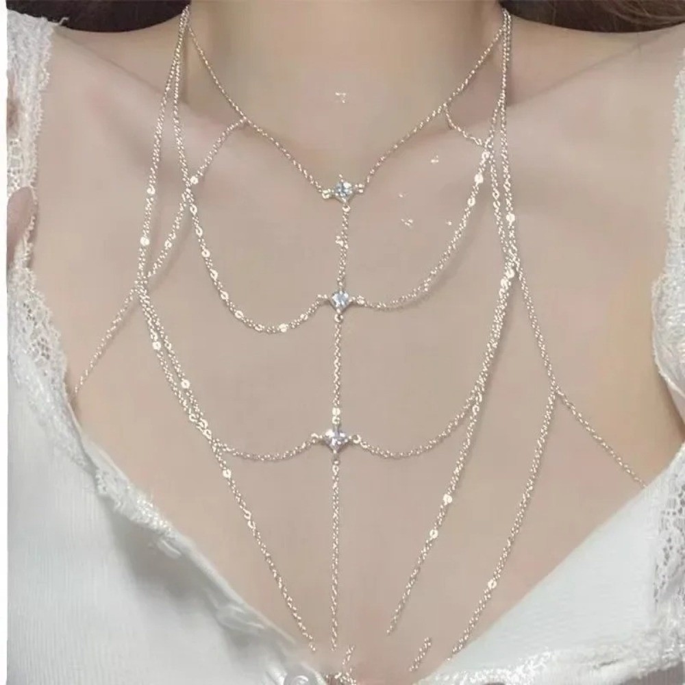 Glitter Rhinestone Bust Chain  - Body Jewelry Art review and price