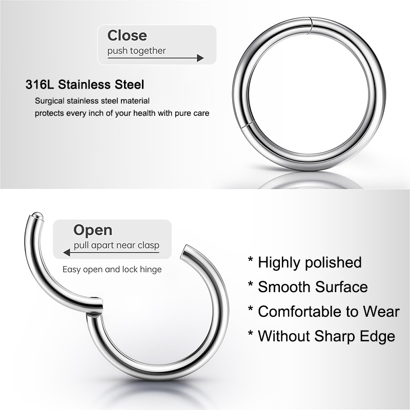 16G 316L Surgical Steel Hinged - Body Jewelry Nose Studs review and price