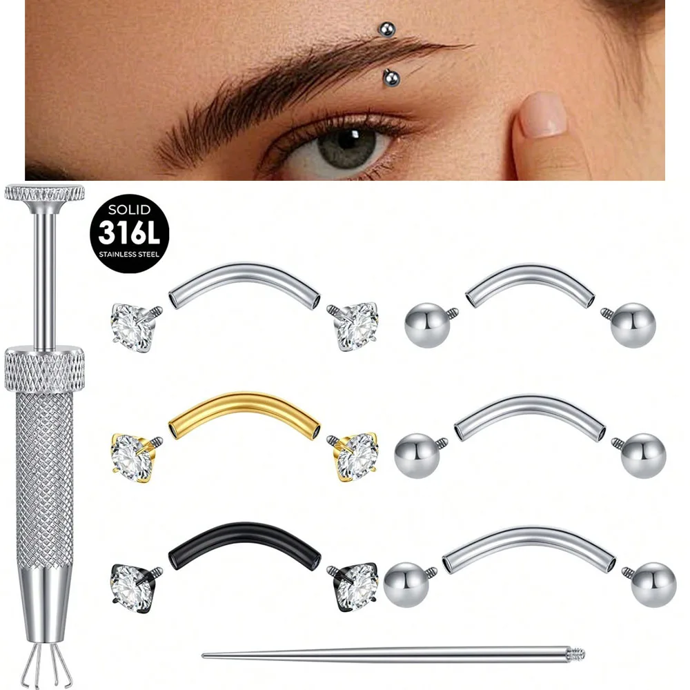 Internally Threaded Eyebrow Pi - Body Jewelry Vertical Labret review and price