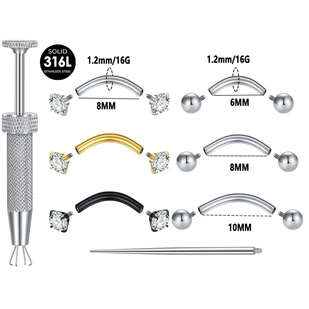 Internally Threaded Eyebrow Pi - Body Jewelry Vertical Labret review and price