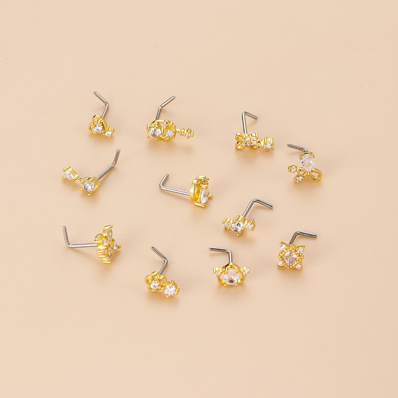 20G L-Shaped Cubic Zircon Nose - Body Jewelry Nose Studs review and price