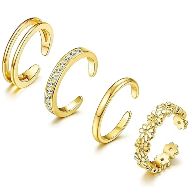 1/4PCS Classic Adjustable Toe  - Body Jewelry Gold Plated review and price