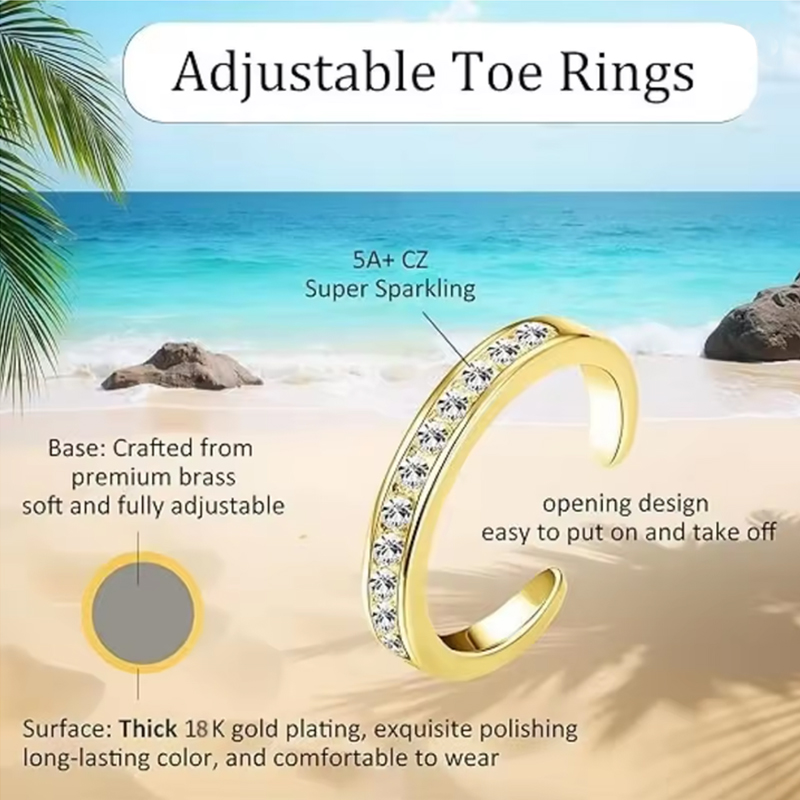 1/4PCS Classic Adjustable Toe  - Body Jewelry Gold Plated review and price