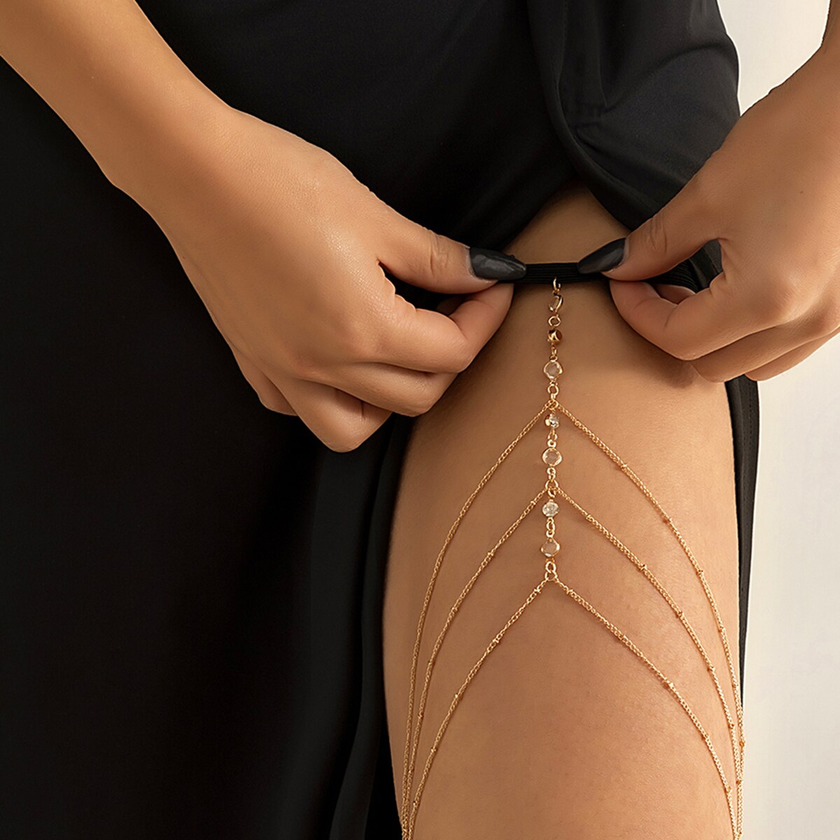 Boho Elastic Band Crystal Leg  - Qualiti Body Jewelry review and price