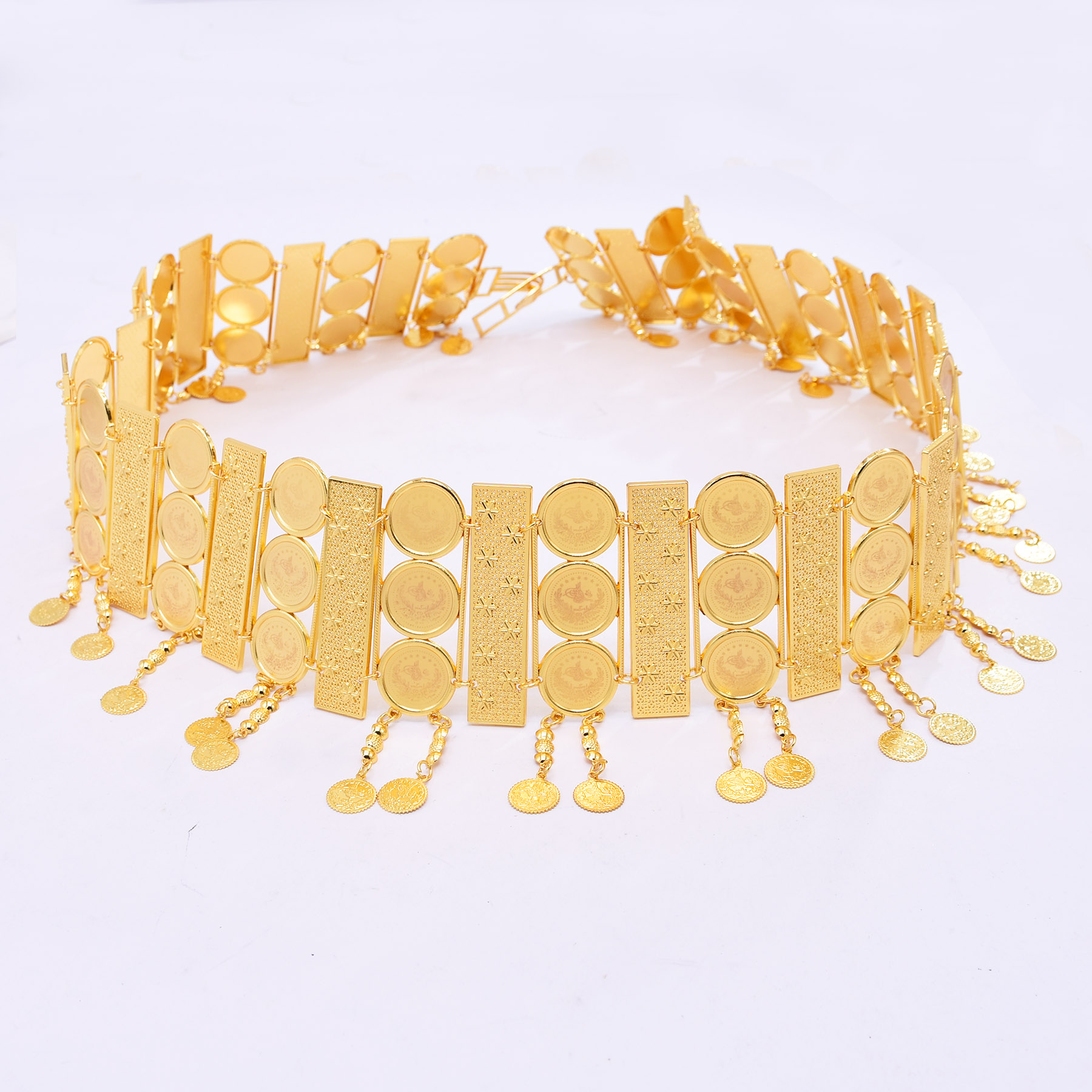 3-Row Wide Coin Tassel Belt Bo - Body Jewelry Gold Plated review and price