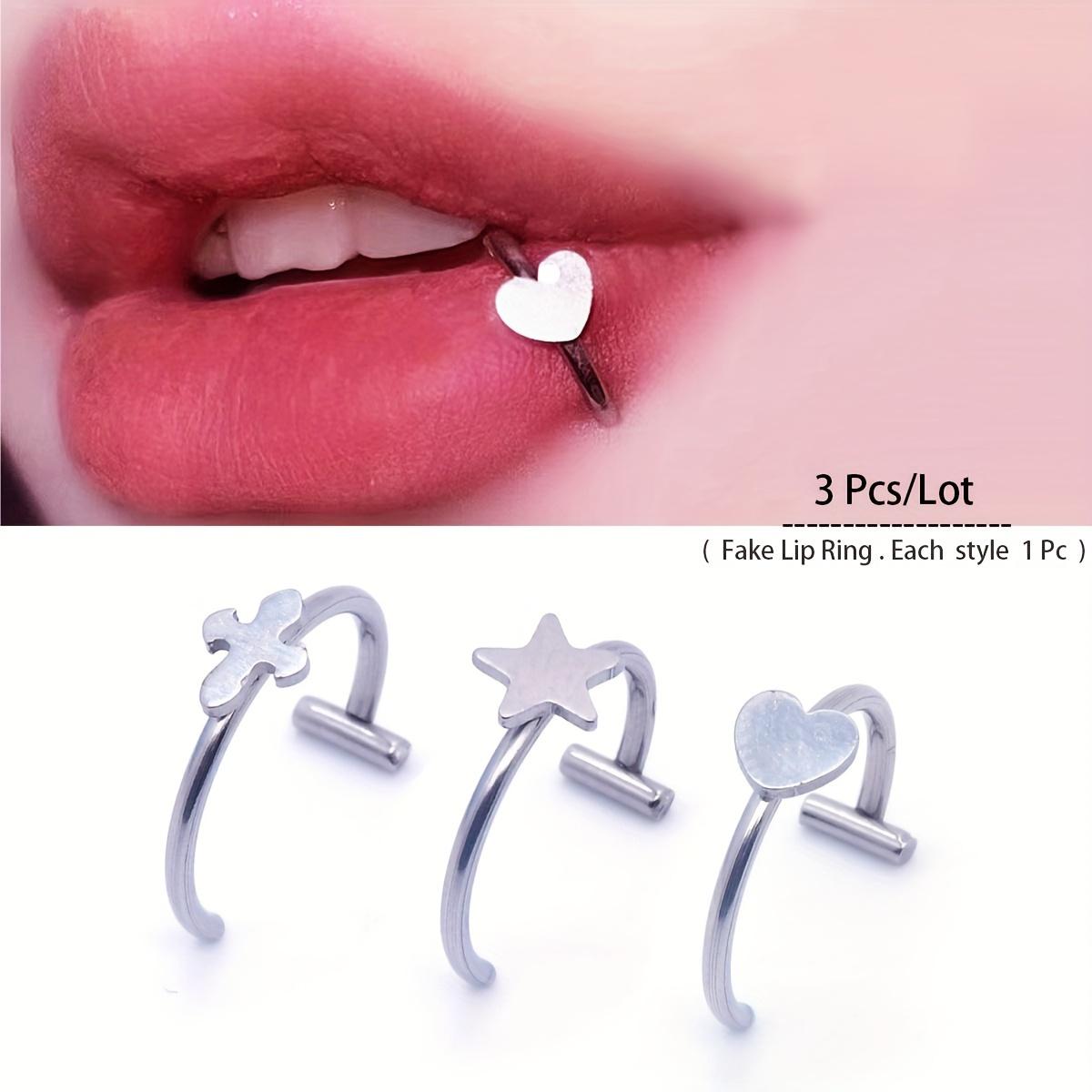 3pcs Stainless Steel Lip Ring  - Body Jewelry Vertical Labret review and price