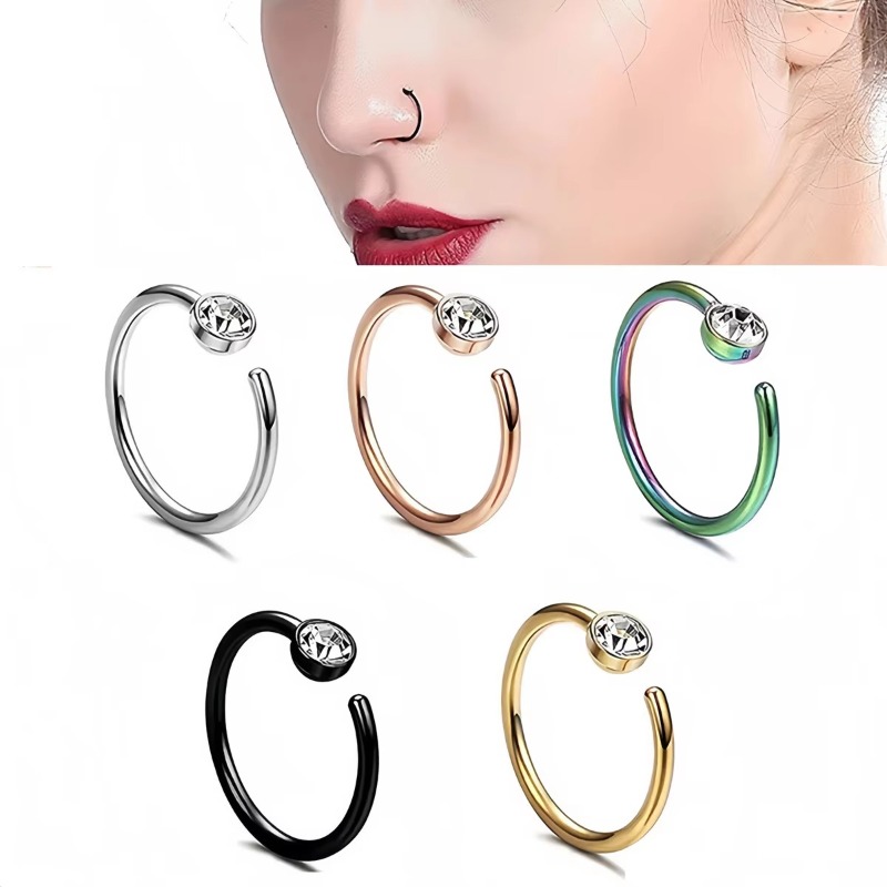 5pcs 18G Nose Rings C-Shaped N - Body Jewelry Nose Studs review and price