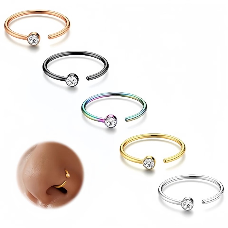 5pcs 18G Nose Rings C-Shaped N - Body Jewelry Nose Studs review and price