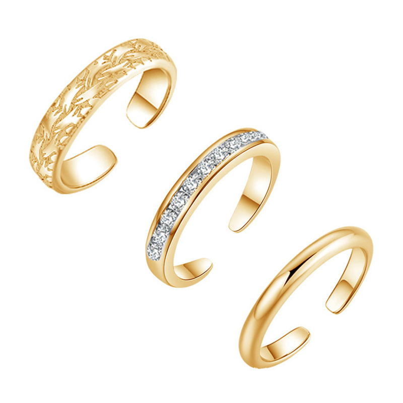 Trio Set Women's Toe Rings, 18 - Body Jewelry Gold Plated review and price