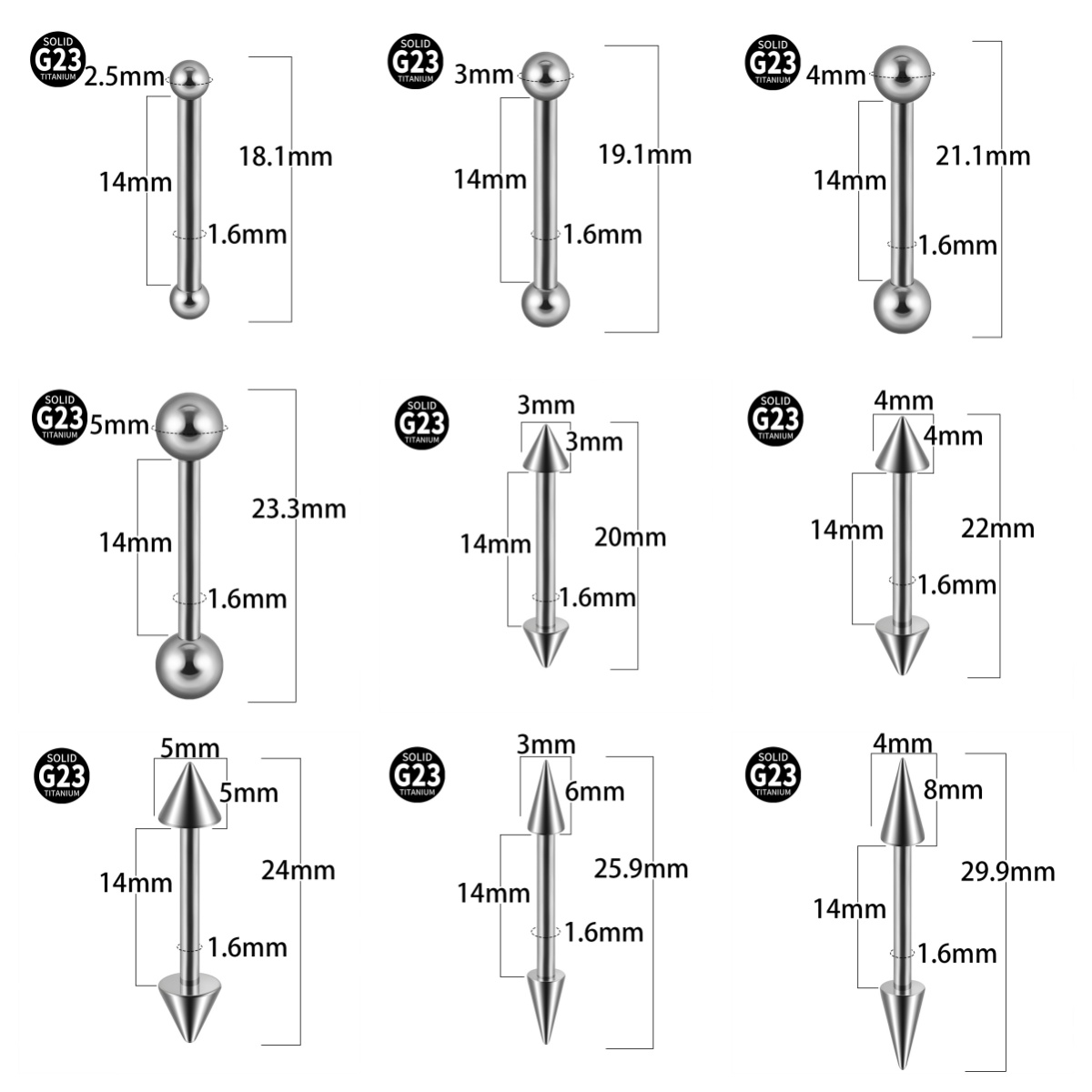 1PC G23 Titanium Long Industri - Industrial Barbell Long review and price