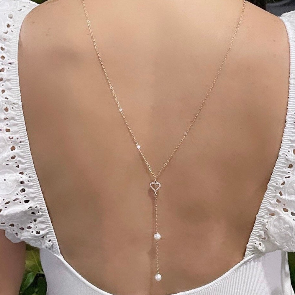 Hollow Heart Bridal Back Chain - Body Jewelry For Backless Dress review and price