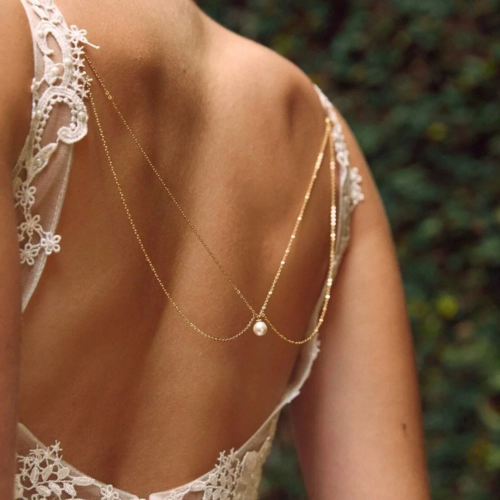 Double Deck Imitation Pearl Ba - Body Jewelry For Backless Dress review and price