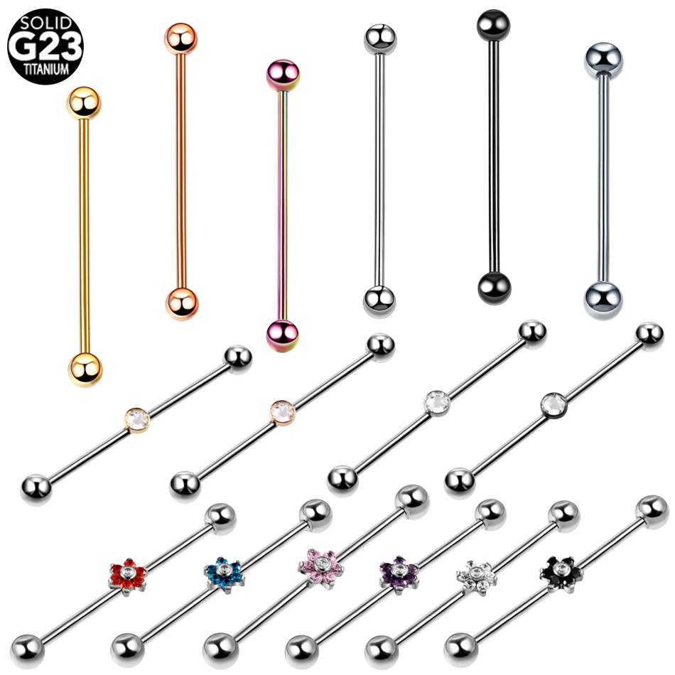 1PC Titanium Piercing Gem Indu - Industrial Barbell Long review and price