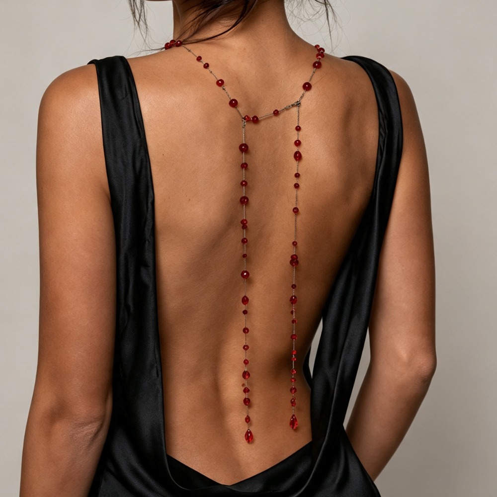 Gothic Back Body Chain Black R - Body Jewelry For Backless Dress review and price