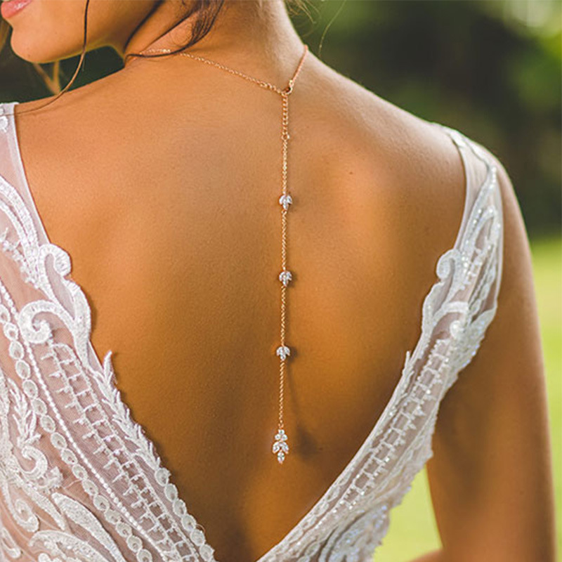 Women Backdrop Necklace Gold C - Body Jewelry For Backless Dress review and price