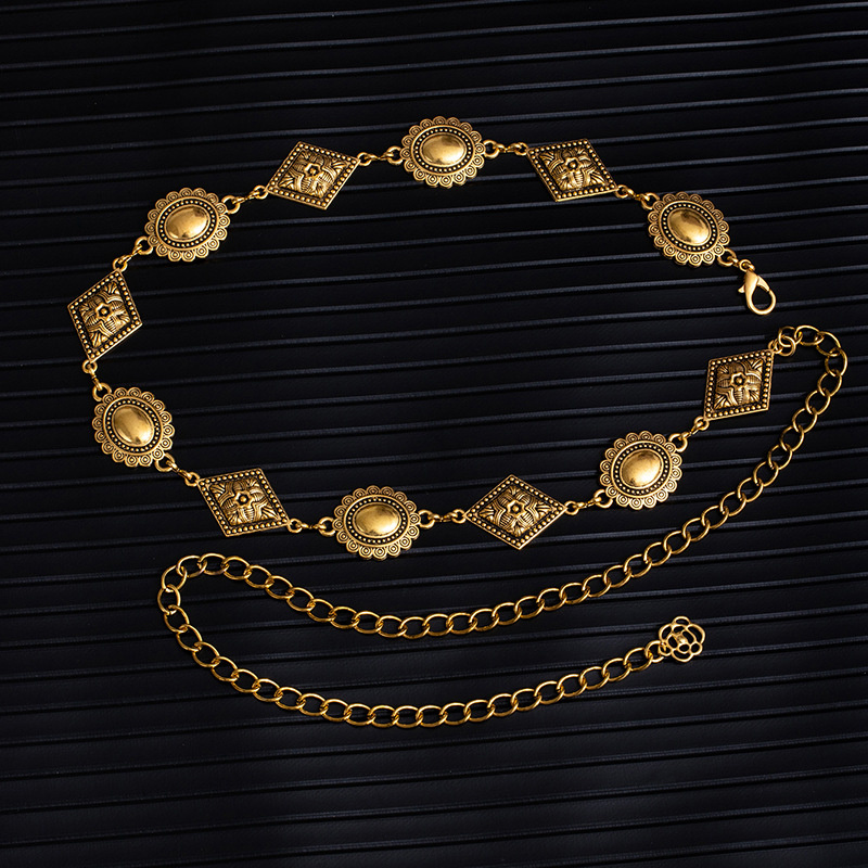 Vintage Oval Craved Metal Wais - Body Jewelry Gold Plated review and price