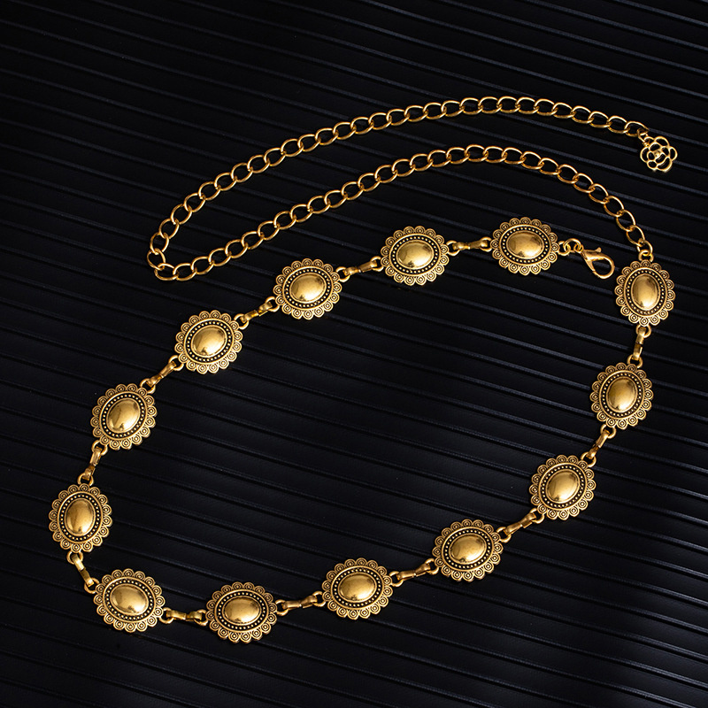 Vintage Oval Craved Metal Wais - Body Jewelry Gold Plated review and price